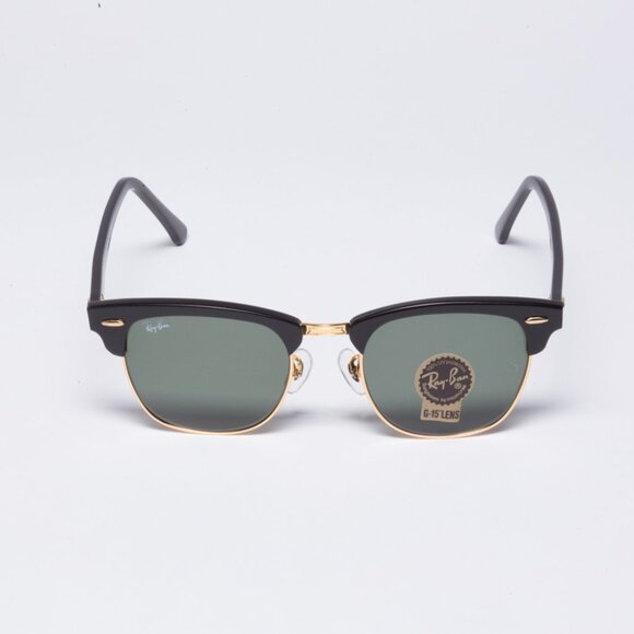Ray-Ban RB3016-W365 Clubmaster  Black Frame Green Lenses 51mm Unisex Italy Made - Picture 4 of 12